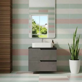 Mobilier cu blat pentru lavoar 60 cm, gri urban, Fluminia Bari Gri