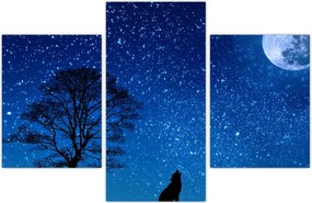 Tablou - Lupul urlând la lună (90x60 cm)