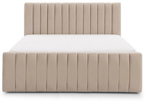 Pat matrimonial Nicole 140x200 cu ladă de depozitare - catifea bej Velluto 2