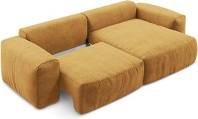 Colțar galben muștar extensibil cu tapițerie din chenille (cu colț pe partea dreaptă/cu șezlong) Kuki – Makamii