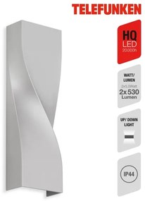 Aplică LED de exterior Telefunken 312704TF 2xLED/5,5W/230V IP44 argintiu