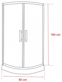 Cabină de duș curbată Spirit BAMBOO 80x80x194 cm, cu cădiță de duș din acril armat