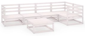 3075560 vidaXL Set mobilier de grădină, 6 piese, alb, lemn masiv de pin