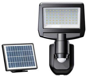Proiector LED solar cu senzor TOMI LED/10W/7,4V 1800 mAh IP44 negru
