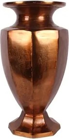 Vază din aluminiu, arămie, octogonală, cu gură evazată, finisaj antichizat, 59 x 31 cm, „Étrusque”