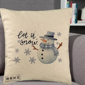Perna Decorativa Let It Snow Om de Zapada, 40x40 cm, Bej, Husa Detasabila, Perna Inclusa, BEKZ®