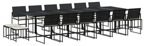 3295072 vidaXL Set mobilier de grădină cu perne, 17 piese, negru, poliratan