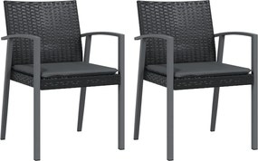 vidaXL Scaune de grădină cu perne 2 buc. negru 56,5x57x83 cm poliratan