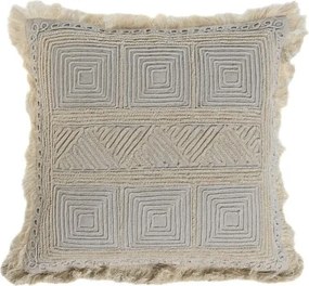 Pernă decorativă din bumbac brodată manual, 45 x 45 cm, bej natural, „Jaipur"