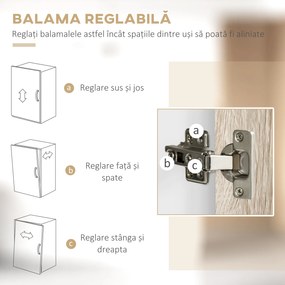 HOMCOM Bufet de Bucătărie Spațios, Dulap cu Sertare și Uși, Design Modern, 100x39x180 cm, Alb și Lemn Natural | Aosom Romania