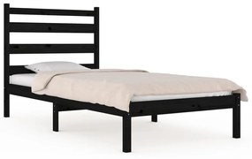 3103642 vidaXL Cadru de pat, 100x200 cm, negru, lemn masiv de pin