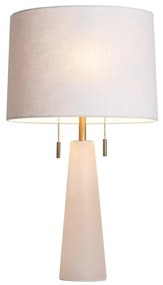 Veioza, Lampa de masa, Alabastru, Textil Alb, Linen