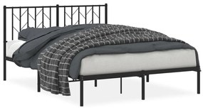 374438 vidaXL Cadru de pat metalic cu tăblie, negru, 140x200 cm
