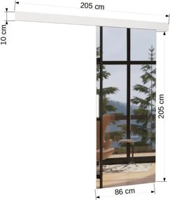 Usa glisanta cu oglinda, Tess, ADRK Furniture (Latime: 86 cm, Culoare: Lemn natural)