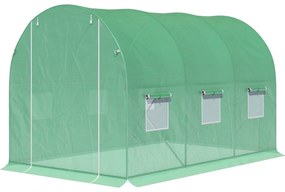 Outsunny Seră de Grădină Tunel Suprafață Sol 6 m² 3L x 2l x 2H m cadru Tubular renforțat Ușă cu fermoar 6 ferestre înrolează Verde | Aosom Romania