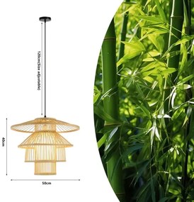 Lustră pe cablu Immax 08255L PINCHOS 1xE27/40W/230V d. 50 cm bambus