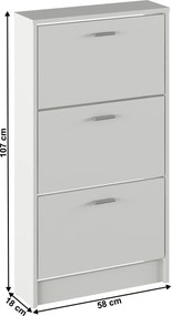Dulap pantofi, 3 rafturi, alb, MOBI 13