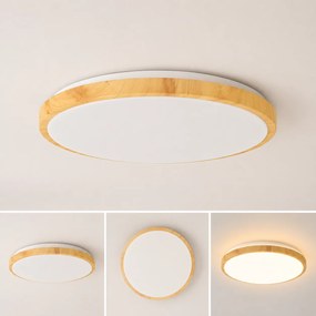 Plafoniera LED Erste Woody 45W 50cm, Design Modern Aspect Lemn, 3CCT 3000K-6000K, Corp Iluminat Elegant pentru Living, Dormitor, Eficienta 500mm