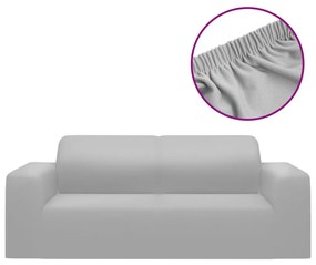 Husa elastica pentru canapea cu 2 locuri poliester jerseu, gri 1, Gri, Canapea cu 2 locuri