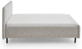 Pat matrimonial bej tapițat cu spațiu de depozitare cu somieră 140x200 cm Primo – Meise Möbel