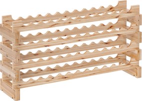 HOMCOM Raft pentru Sticle de Vin, Etajeră pentru Sticle cu 4 Rafturi pentru 48 Sticle, 114x28x56,5 cm, Lemn Natural | Aosom Romania