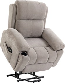 HOMCOM Fotoliu recliner electric cu ridicare, încălzire și masaj în 8 puncte, din chenille, 2 telecomenzi, bej | Aosom Romania