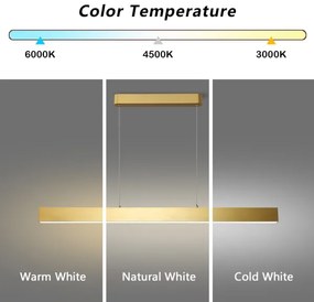 Lustră LED pe cablu Brilagi SLEEKLINE LED/40W/230V 3000/4500/6000K auriu