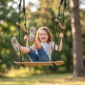 AIYAPLAY Leagăn skateboard pentru copii cu înălțime reglabilă, placă antiderapantă, frânghie rezistentă la intemperii, mânere Negru | Aosom Romania