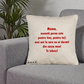 Cadou pentru Mama - Perna Personalizata Perna pentru Mama, 40x40 cm, Bej Canapea, Husa Detasabila, Perna Inclusa, BEKZ®
