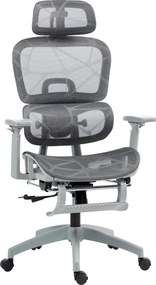 HOMCOM Fotoliu de birou, scaun ergonomic din plasă cu cotiere 3D, spătar rabatabil, 66x64x122 cm, gri | Aosom Romania