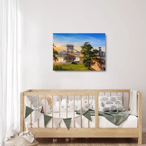 Tablou pe sticlă - Pod peste râu, Budapesta, Ungaria (70x50 cm)