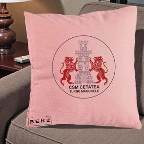 Perna Personalizata CSM Cetatea Turnu Magurele Fotbal, 40x40 cm, Roz, Husa Detasabila, Perna Inclusa, BEKZ®