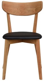 Scaun de dining din lemn de stejar cu șezut negru Rowico Ami, maro