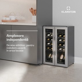 Klarstein Vinamour frigider pentru vinuri, 2 zone de răcire, 7 rafturi, control tactil, protecție UV