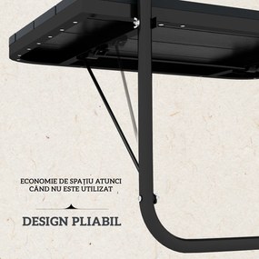 Outsunny Măsuță Pliabilă și Reglabilă pentru Balcon, Masă Suspendată pentru Balustradă, din Aluminiu și Plastic cu Efect de Lemn, Suport pentru Plante sau Gustări, Negru | Aosom Romania