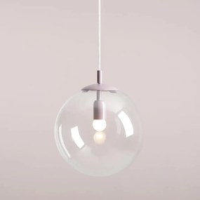 Pendul modern mov cu glob de sticla transparenta Globe