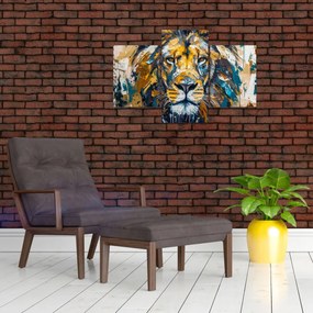 Tablou - pictură în ulei abstractă cu leu (90x60 cm)