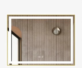 Oglindă Baie LED și Dezaburire Elit's Premium cu Senzor Touch, Lumina Rece, Caldă și Neutră, 80x60cm, cu rama Bronz Antichizat