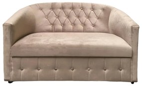 Canapea scoica fixa Ozy, 2 locuri, catifea, grej, nasturi decorativi