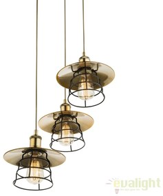 Lustra vintage cu 3 pendule design industrial style VIEJO 15086-3H GL