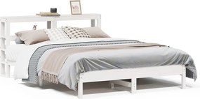 vidaXL Cadru de pat fără saltea, alb, 140x190 cm, lemn masiv de pin