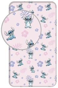 Cearceaf pentru copii din bumbac pentru pat de o persoană cu elastic 90x200 cm Lilo and Stitch – Jerry Fabrics