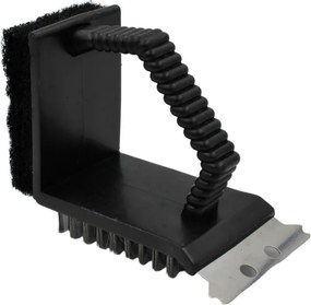 Perie premium 3 în 1 pentru curățarea grătarului, cu peri metalici rezistenți, racletă din oțel și burete abraziv, BBQ