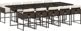 vidaXL Set mobilier de grădină cu perne, 11 piese, maro, poliratan
