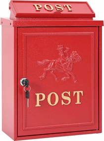 vidaXL Cutie Poștală Montată pe Perete cu ușă Roșu 29 x 13 x 41 cm