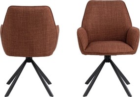 Set de scaune de sufragerie cărămiziu cu cotiere 2 buc. tapițat Glenda – Actona