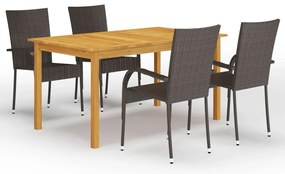 vidaXL Set mobilier de grădină, 5 piese, maro