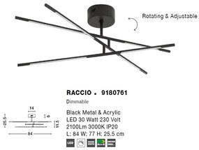 Lustra aplicata LED design modern RACCIO negru