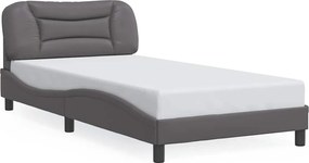 vidaXL Cadru de pat fără saltea, Hvar, gri, 100x200 cm, piele ecologică