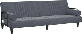 vidaXL Canapea extensibilă cu cotiere, gri închis, catifea